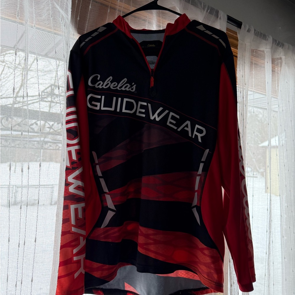 Cabela's Guidewear Red and Black Half-Zip Top Size Medium